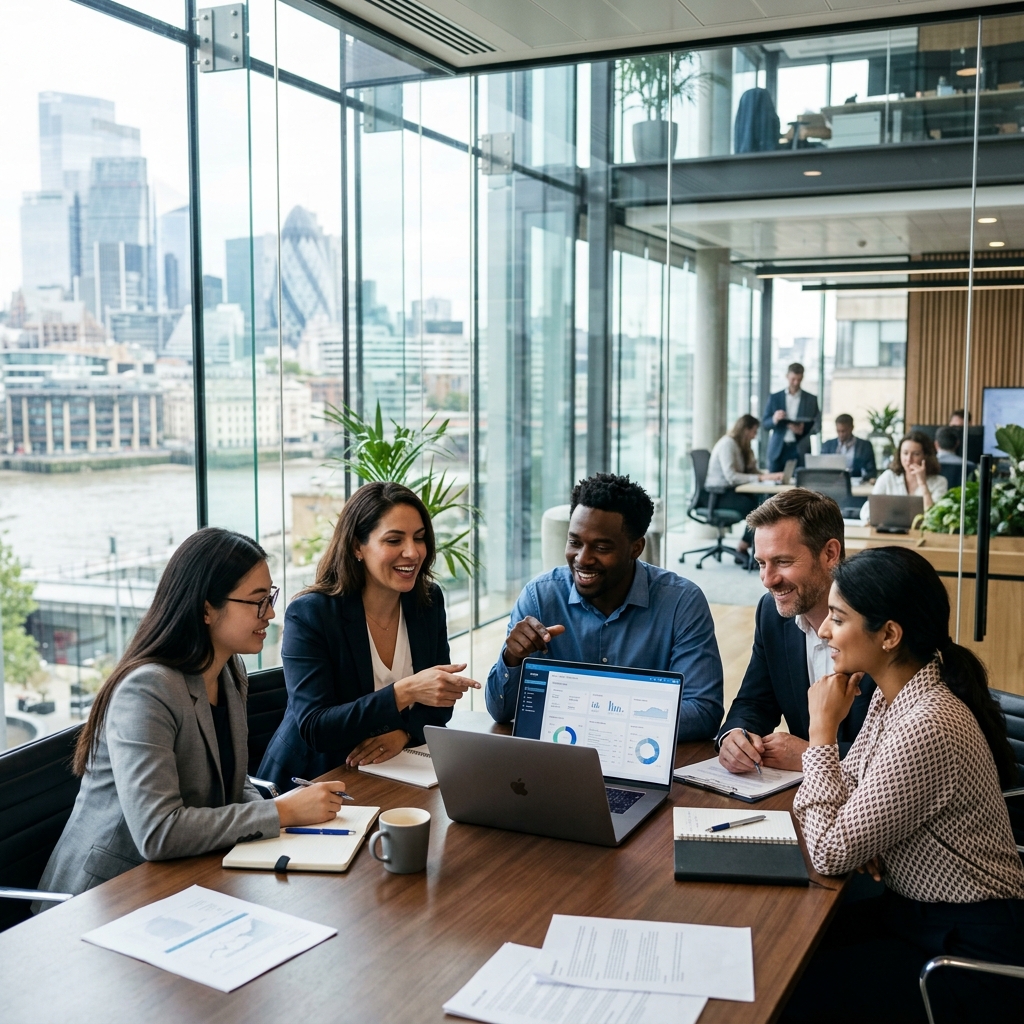 Modern professionals collaborating
